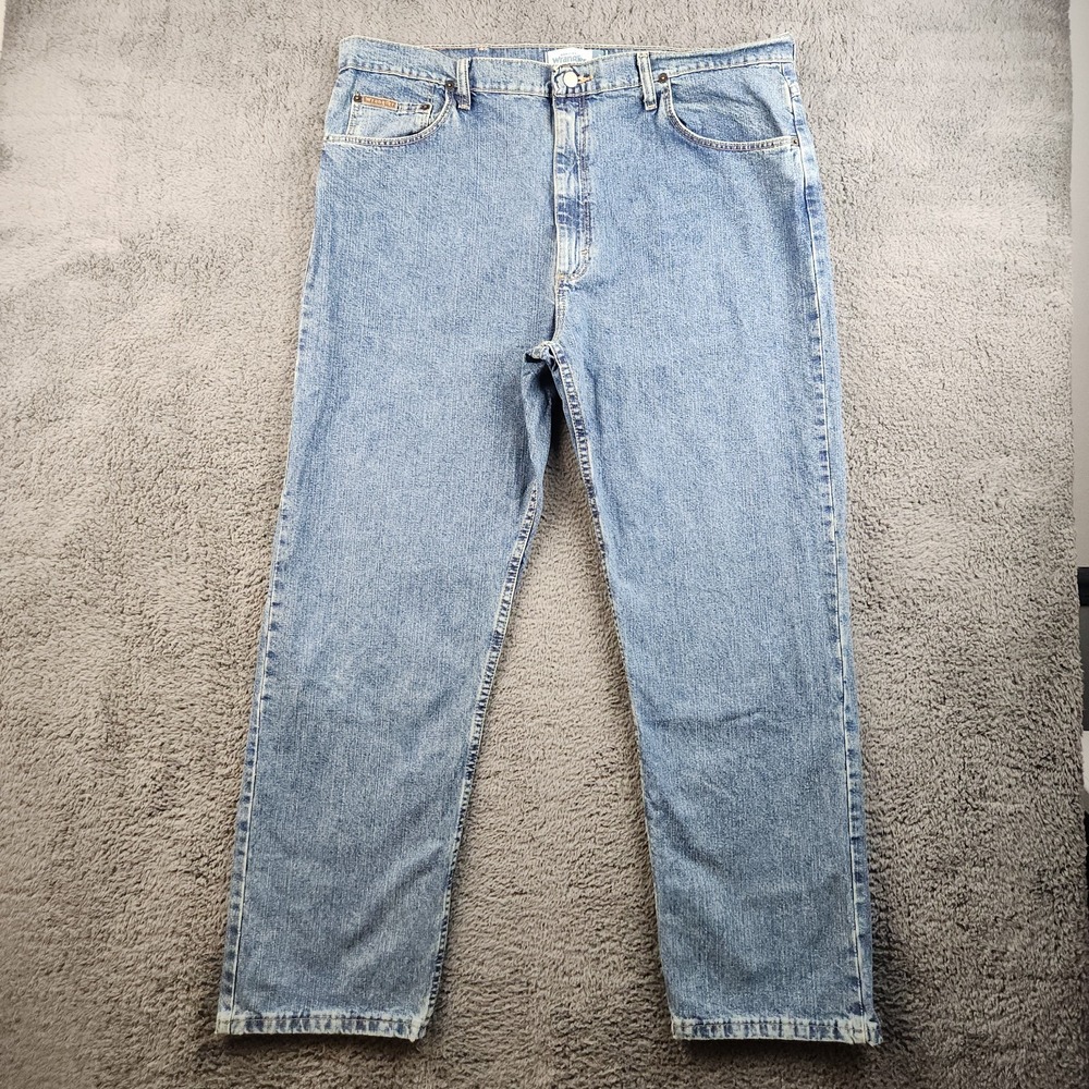 Wrangler Mens 40x30 Relaxed Fit Jeans Blue Cotton 5 Pocket Zip Fly Workwear
